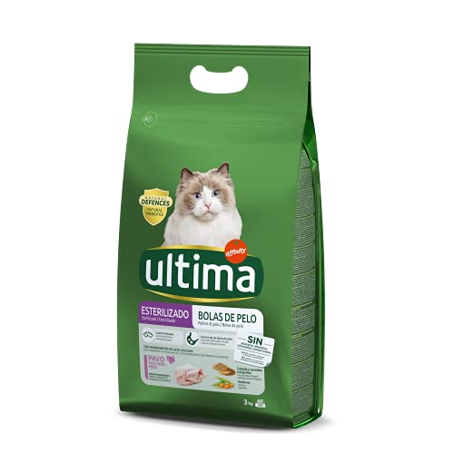 Ultima Pienso para gatos esterilizados para prevenir bolas de pelo, sabor pavo - 3 kg