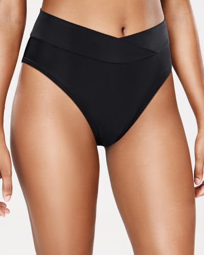 Tempt Me Women's High Waisted Bikini Bottom Crossover V Cut Bathing Suit Swim Bottom4