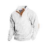 Fleece Sweatshirt Herren Ohne Kapuze,Pullover Herren mit Knöpfen,Casual Langarmshirt Stehkragen ElegantArbeitspullover WarmPoloshirt Winter Herrenpullover Weich Oberteile für Gym Jogging