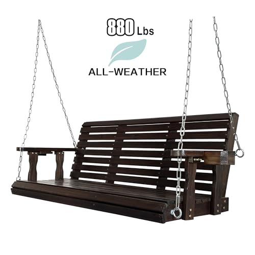 Image of Fortune Candy Wooden Porch Swing, Rustic, 5 FT Extra Large