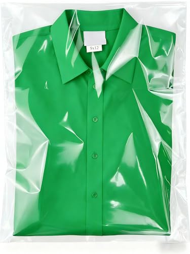 100 Count 9x12 self sealing Cellophane Bags HUOJI Resealable Clear Poly Bags for Clothes Shirts and Party Favors