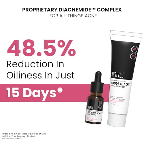 Image of ThriveCo Goodbye Acne️ Kit | Serum (10ml) & Face Wash (25ml) | Reduces Acne, Acne Marks & Sebum | With Diacnemide, Azelaic Acid, Witch Hazel & Niacinamide | Nondrying & Moisturising | Travel-Friendly