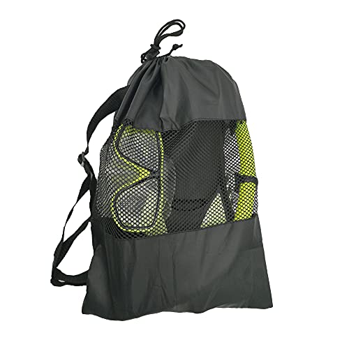 HH HHAO SPORT Mesh Snorkel Bag,Travel Carrying bag with Shoulder Strap for Scuba Diving,Snorkeling,Swimming (Suitable for fins+snorkel tube+ mask, fins not longer than 40 cm/15.7inch)