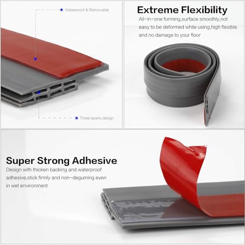 Image of Silicon Bottom Sealing Strip Rubber | Under Gap Filler Strip Rubber | Door Gap Sealing Strip | Sealer from Cockroach, Insect, Bugs, Door Seal Strip Air & Dust 39 Inch. (Grey)