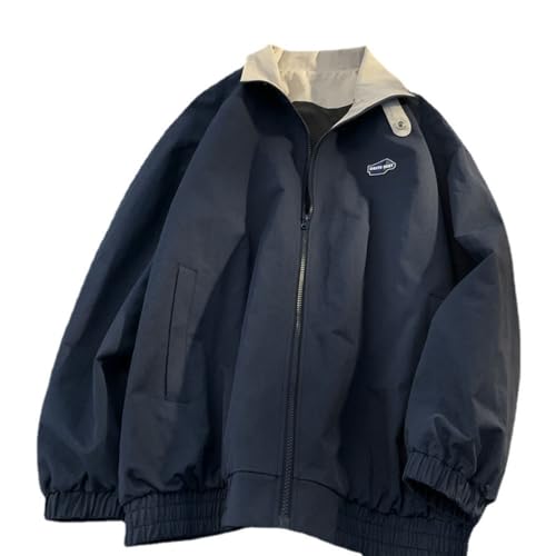 Hesaco Unisex Varsity Jacket, Letter Winter Jackets for Men and Women Streetwear Bomber Coats (US, Alpha, Large, Regular, Regular, Blue)