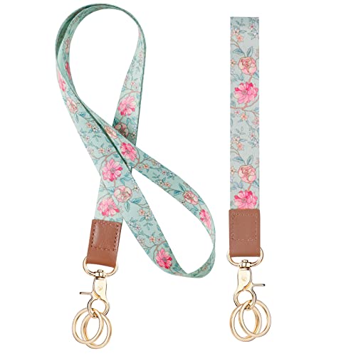 Vicloon Lanyard Umhängeband, Umhängeband Schlüssel und Wristlet Umhängeband, mit Metall Ring und Hohe Qualität Leder, für Schlüssel, Mobile Handys Telefon, Charms