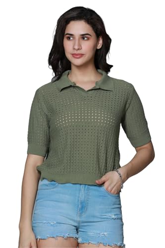 Image of HIGH STAR Women's Cotton Solid Regular Fit T-Shirt
