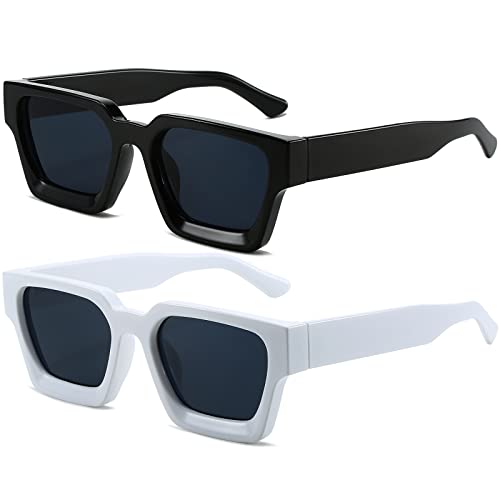 Image of AIEYEZO Square Sunglasses for Women Men Square Thick Frame Sun Glasses Simple Designer Style Shades