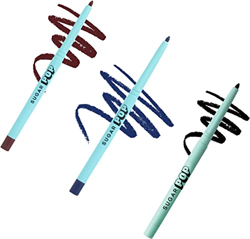 SUGAR POP Complete Matte Kajal Pencil Kit – 3 Colours: Black, Blue, Brown | Long Lasting, Up To 16 Hours