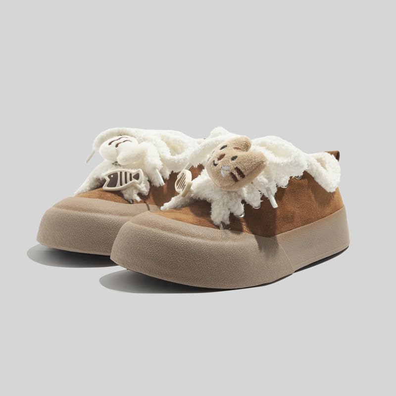Cat Shoes Walking Sneakers for Women Platform Y2K Fur Lined Cute Fish Cat Decor Soft Comfortable US4-8 - Image 2