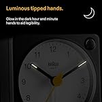 Braun Classic Travel Analogue Alarm Clock with Snooze and Light, Compact Size, Quiet Quartz Movement, Crescendo Beep Alarm in Black and White, Model BC02XBW. - Image 4