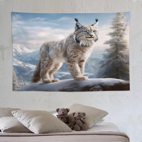 Tapis mural esthétique en tissu premium orné du lynx DCCCY pour chambre moderne