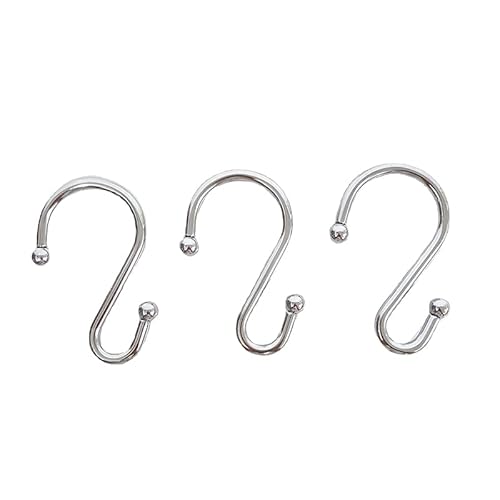 Elecharm Shower Curtain Hooks, Set Of 12 Rust Proof S Shaped Decorative Shower Curtain Rings,Multi-Purpose Hangers S Hooks (Chrome) #TOP2