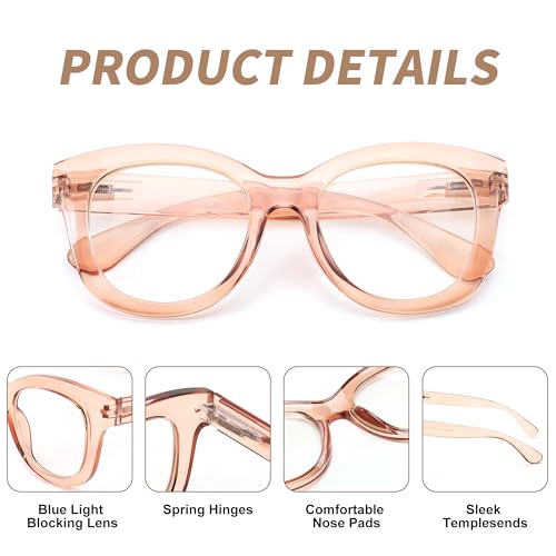 Image of FEISEDY Retro Blue Light Glasses for Women Men, Thick Square Glasses Blue Light Blocking, Anti Glare Digital &Eyestrain B0278
