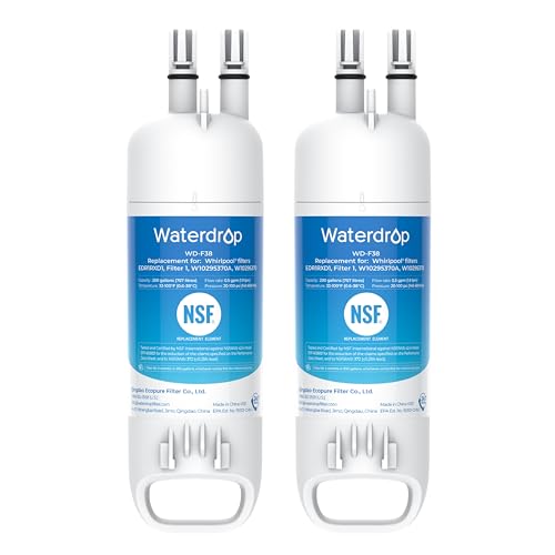 Waterdrop 𝐄𝐃𝐑𝟏𝐑𝐗𝐃𝟏 Replacement for Everydrop® 𝐅𝐢𝐥𝐭𝐞𝐫 𝟏,W10295370A, EDR1RXD1B, P8RFWB2L, P4RFWB, Kenmore® 46-9081, 46-9930, WD-F38 Refrigerator Water Filter, 2 Filters