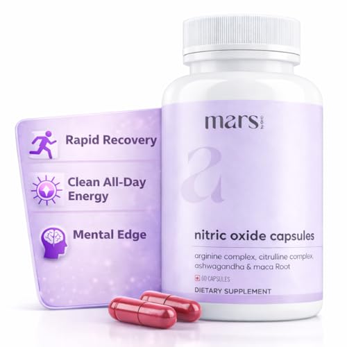 Mars Nitric Oxide Capsules with L-Arginine & L-Citrulline Pre Workout Nitric Oxide Supplement for Men Blood Flow & Circulation Support 60 Capsules