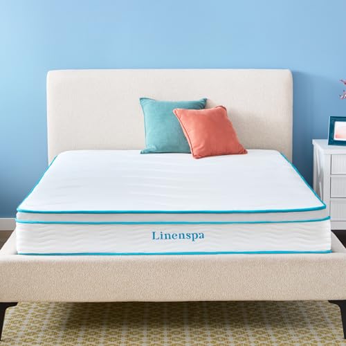 Linenspa 10 Inch Memory Foam and Spring Hybrid Mattress - Medium Feel - Bed in a Box - Quality Comfort and Adaptive Support - Breathable - Cooling - Perfect for a Guest Bedroom - King Size