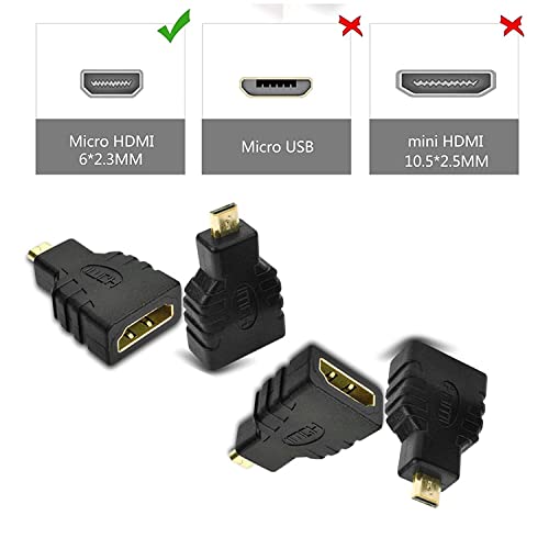 Image of 100FIT Micro HDMI Adapter (Not for Mobile Micro-USB), HDMI Female (Type-A) to Micro HDMI Male (Type-D) for Raspberry pi 4 Gold Plated Connector Converter Adapter (Pack of 1)