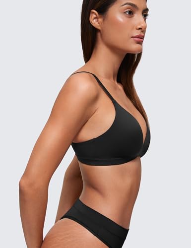 Image of CRZ YOGA Softhold Double Lined Triangle Bralette - Womens Adjustable Straps Wireless Cami Plunge T-Shirt Everyday Bra Comfy