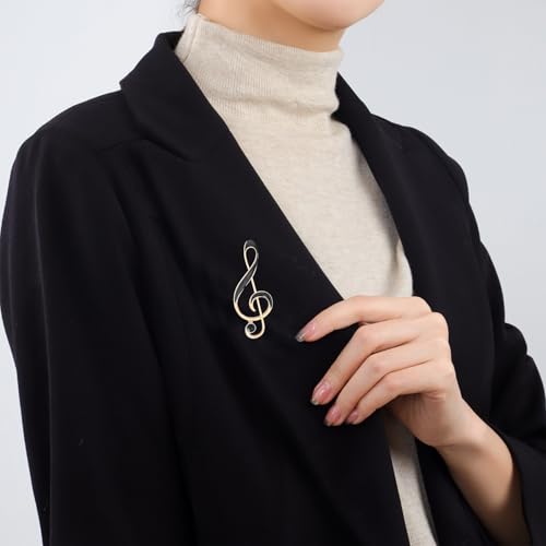 Image of 2PCS Music Note Brooch Pin for Women Dainty Elegant Rhinestone Pearl Note Treble Clef Brooch Musician Party Dance Banquet Clothes Accessorie Jewelry