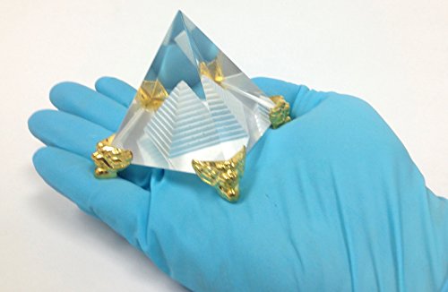 Amlong Crystal 2.3 Inch Crystal Pyramid In Pyramid With Gold Stand #TOP3