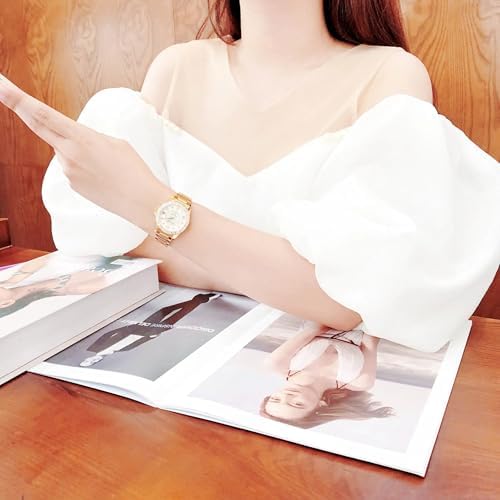 Bulova Ladies' Marine Star Diamond Gold Tone Stainless Steel 3-Hand Quartz Watch, White Mother-of-Pearl Dial and Sapphire Crystal Style: 98R235 - 3