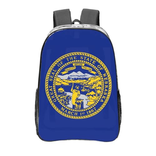 Sac à dos transparent noir avec poches imprimé drapeau Nebraska sport décontracté