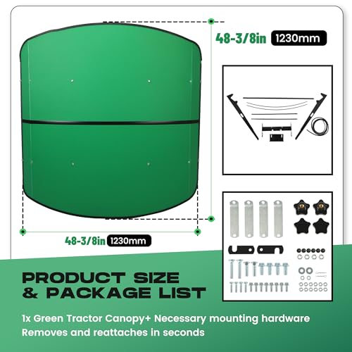 Image of ECOTRIC Tractor Canopy for ROPS 48-3 /8 inch X 48-3 /8 inch - Green Rops Canopy for