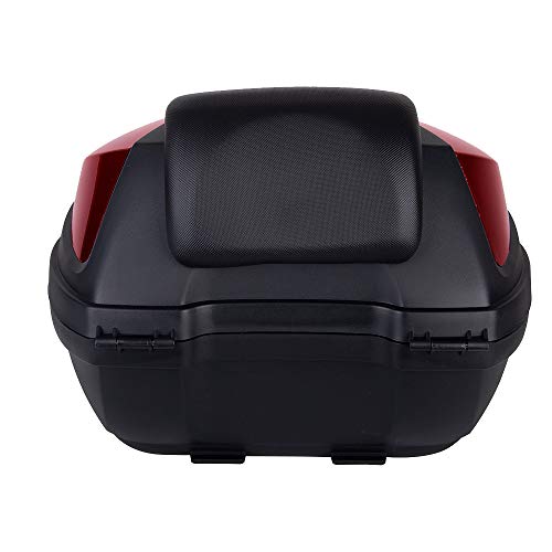 Comie Motorcycle Tour Tail Box Scooter Trunk Luggage Top Lock Storage Carrier Case with soft backrest and Quick-release System - 32L Capacity - Can Store (1) Full Helmet (Red)
