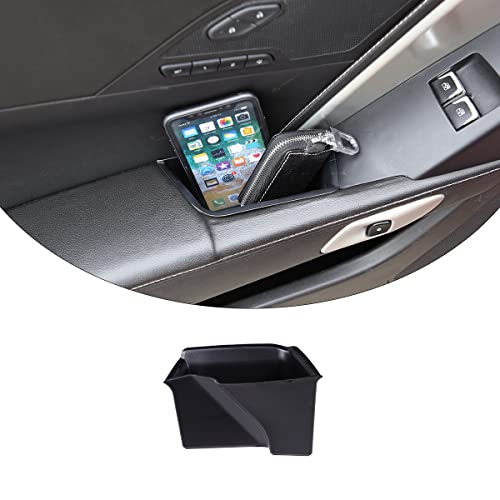TINKI ABS Inner Door armrest Storage Box Tray Compatible for C7 Corvette Stingray Chevrolet 2014-2019 /Z06/Grand Sport 2014+ Auto Interior Accessories (Door Storage Box/Black)