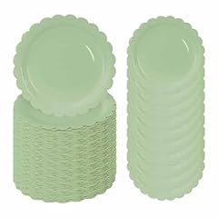 7 inch sage green scalloped plates