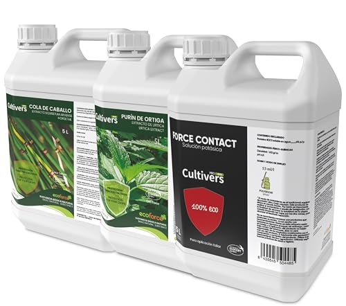 CULTIVERS Pack 5 L Jabón Potásico, Purín de Ortiga y Cola de Caballo. Súper Concentrado. Protección para Tus Plantas.