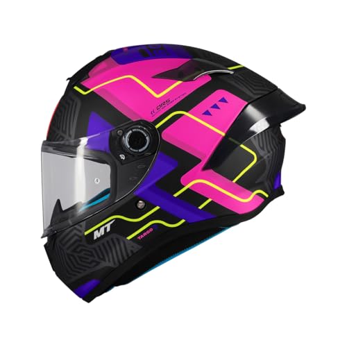 MT Helmets Casco Integral Modelo TARGO S BRIK C8 Negro Mate y Rosa Talla S (55/56) Totalmente Homologado 22.06