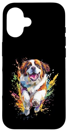 Saint Bernard Lovers Colorful Splash Art St Bernard Case for iPhone 16