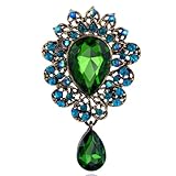 FAIRYGATE Brooches for Women UK Vintage Large Vintage Pendant Brooch Bridal Round Rhinestone Lapel Pin Shiny Teardrop Crystal Brooch Jewelry Gift for Woman B3724