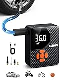 AstroAI L7 Mini Tire Inflator Portable Air Compressor,150 PSI Cordless Car Tires Air Pump with LED Lights&Pressure Gauge,Auto Shut-Off - Tire Pump for Auto,Motorcycle, Bicycle, Ball Orange
