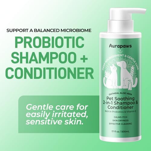Aurapaws Probiotic Oatmeal Dog Shampoo & 36inch Diamond Mesh Dog Crate for Small Dogs - 2