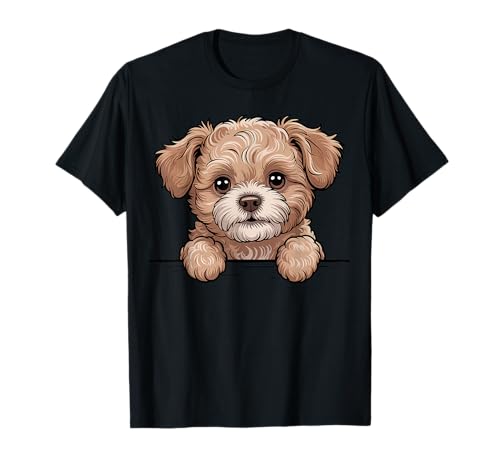 Peekapoo Cute Peeking Peke-a-Poo Pekingese Poodle Mix Dog T-Shirt