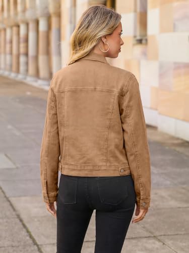 Image of Glamaker Womens Jean Jacket 2026 Basic Trendy Long Sleeve Denim Jackets Button Down Fitted Western Coat with Pockets