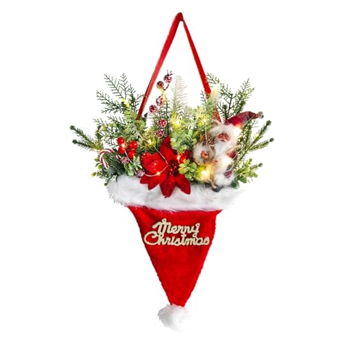 Couronne de Noël grand format 69x38 cm, guirlande lumineuse de haute densité