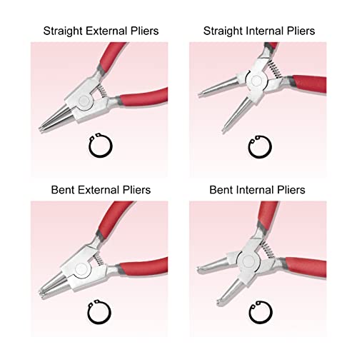 LEONTOOL External Circlip Pliers with Bent Jaw 4.5-Inch Snap Ring Pliers Lock Ring Plier for Rings Remover Retaining and Remove Hoses Precision Hand Tool - Image 3