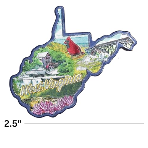 Imán decorativo metalizado West Virginia 2.5 pulgadas miniatura 4