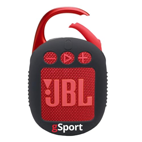 Enceinte Bluetooth JBL Clip 5 étanche ultra portable et son étui silicone rouge