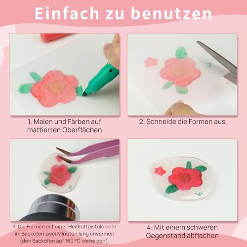 Suofuolef 30 Stück Halbtransparent Schrumpffolien, 20 x 14.5 cm Schrumpfkunstpapier für Schlüsselanhänger, Ohrstecker, Brosche, Kunsthandwerk DIY