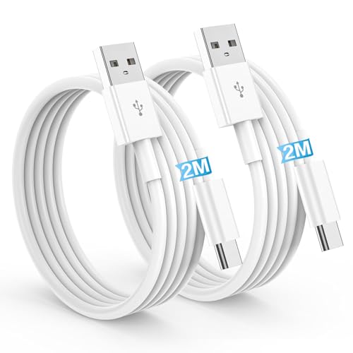 iPhone 15 16 17 Charger Cable 2M 2Pack USB A to USB C Charger Cable Fast Charging Cable Type C 2M Long USB to USB C Cable Lead Wire for iPhone 17/16/16 Pro Max/16 Plus/15/15 Pro Max/15 Plus iPad