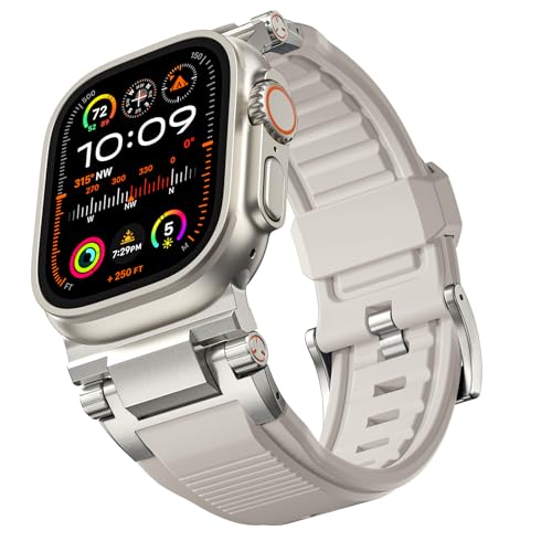 Band de rechange robuste FKM Bandletic compatible iWatch Ultra 49mm et 45mm avec attaches en métal