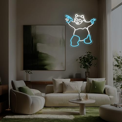 Image of Panda Neon Sign with Gun Panda Light Up Sign for Room Wall Decor, Man Cave Decor Birthday Holiday Gift