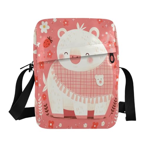 Cute Cartoon Peach Animal messenger bag for women crossbody Shoulder Bag Purse Bag Adjustable Strap for Outdoor Daily Shopping