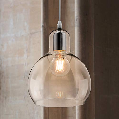 Mini Globe Clear Glass Pendant Light Modern Transparent Lamp Shade Chrome Ceiling Rose M0185G - Image 5