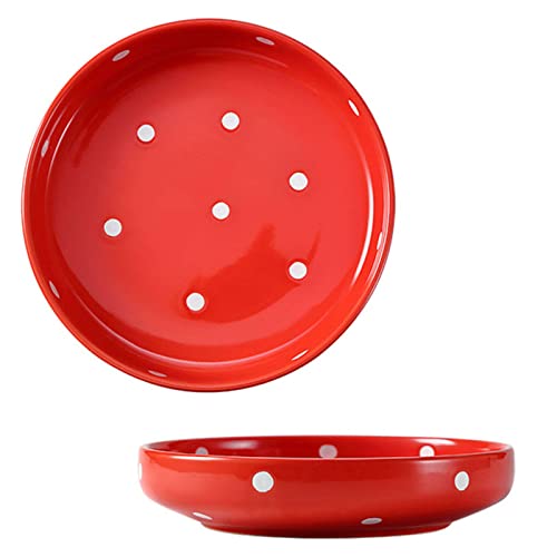 Qeeadeea Pasta-Schalen, Set Von 2, Teller Schalen Keramik, Servierplatten Porzellan, Low-Bowl-Gerichte, Pasta Suppenteller Groß, Geschirr Aus Porzellan-rot-700ml, 20x20x4.5cm Cover